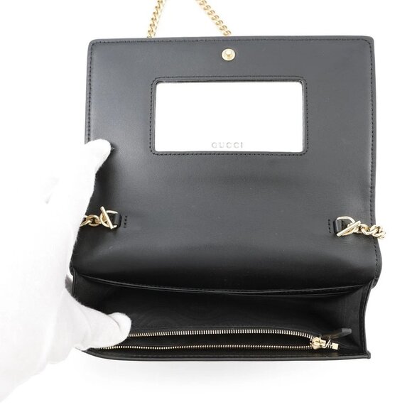GUCCI GGMatelasse Chain Wallet Leather Black - Picture 6 of 16